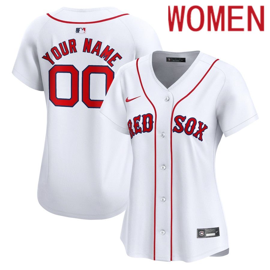 Women Boston Red Sox Nike White Home Limited Custom MLB Jersey